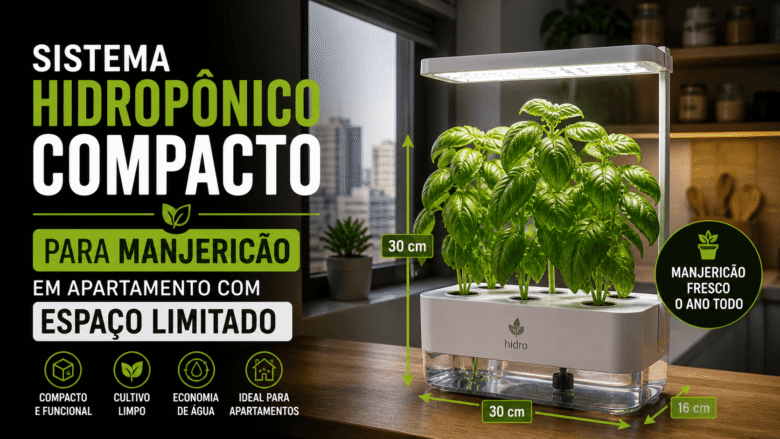 Sistema Hidropônico Compacto para Manjericão em Apartamento com Espaço Limitado