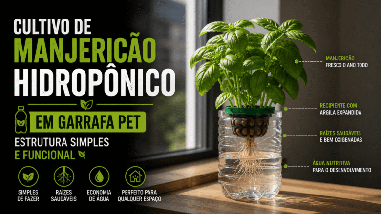 Cultivo de Manjericão Hidropônico em Garrafa PET