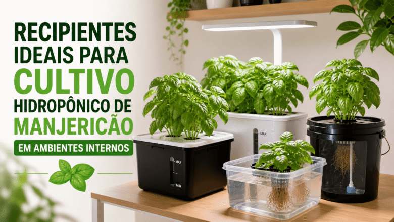 Recipientes ideais para cultivo hidropônico de manjericão em ambientes internos