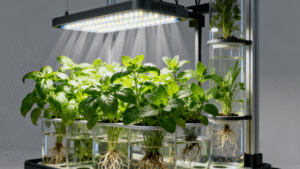 Posicionamento de Luz Artificial em Cultivo Hidropônico de Ervas em Espaço Reduzido